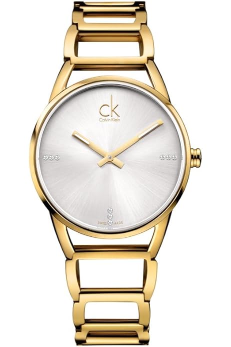 Calvin Klein K3G2352W women's watch white face with gold bracelet
