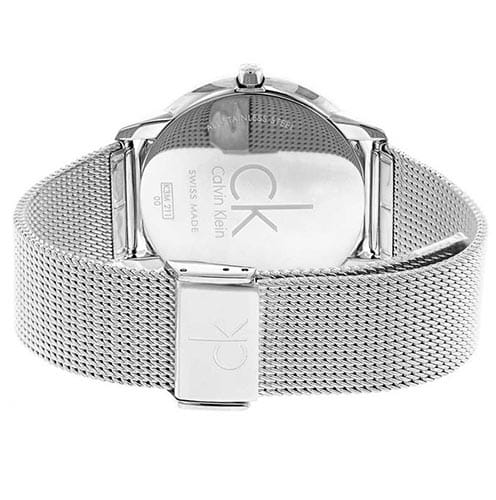 Calvin Klein K3M21123 watch caseback with mesh strap and deployment clasp