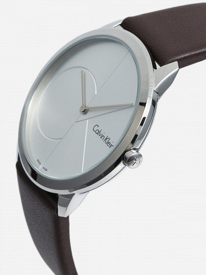 Side profile of Calvin Klein men's watch showing case profile and strap