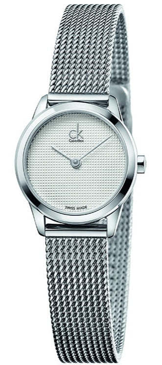Calvin Klein K3M2312Y women's watch with white dial and silver mesh bracelet