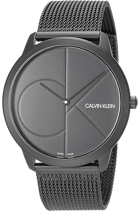 Calvin Klein Minimal quartz watch featuring black dial and stainless steel case