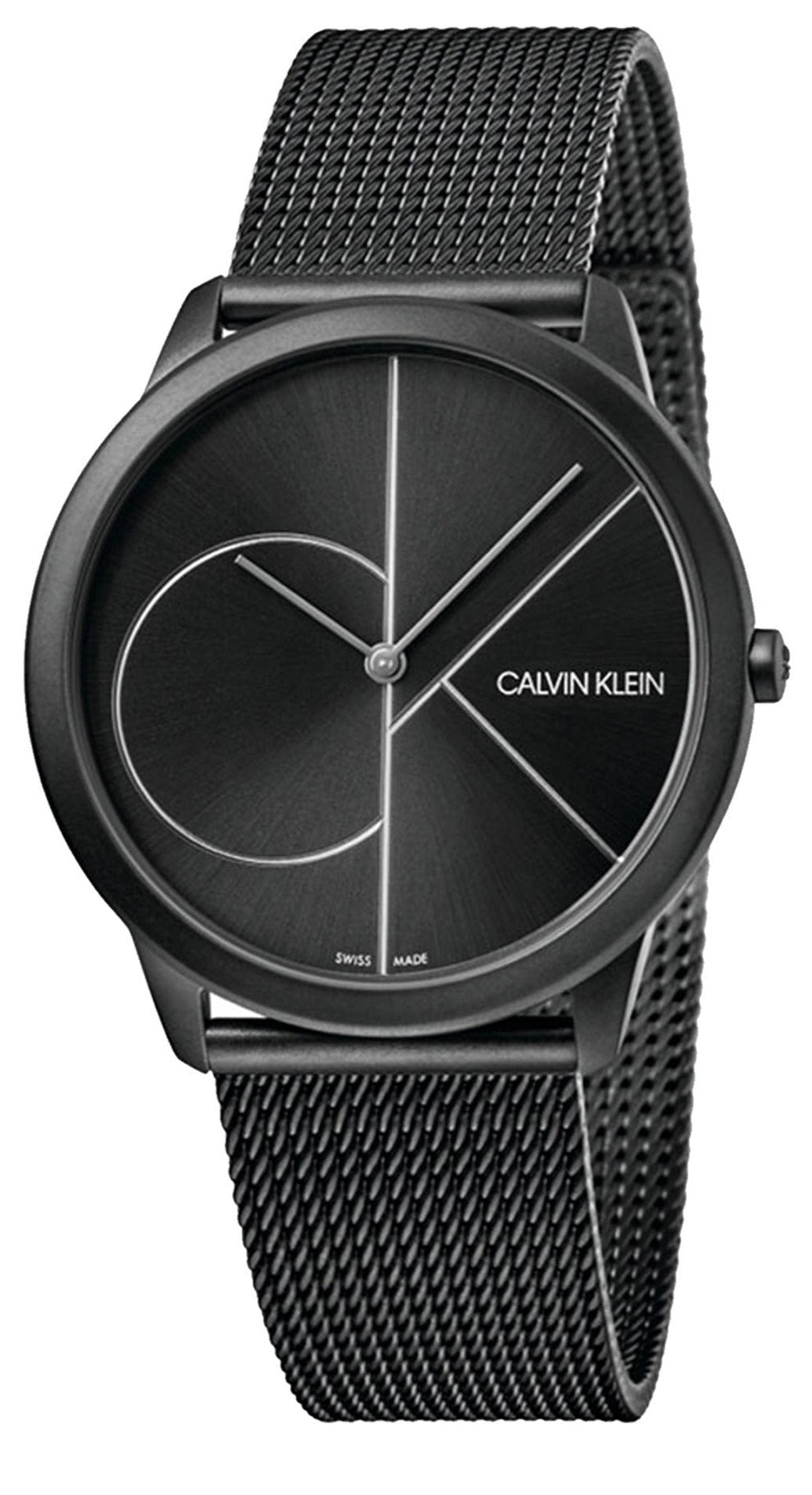 Calvin Klein Minimal black dial watch with stainless steel Milanese bracelet