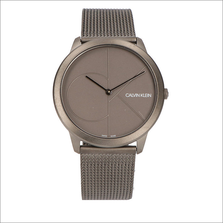 Calvin Klein Minimal watch with grey dial, mesh bracelet and minimalist hour markers