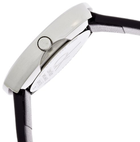 Calvin Klein K3N231C1 side profile showing thin stainless steel case and leather strap