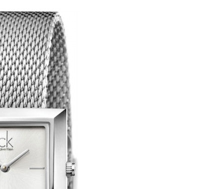 Calvin Klein K3R23126 case and strap detail with silver mesh band