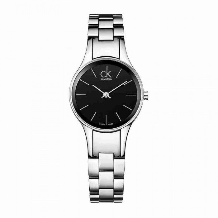 Calvin Klein Simplicity K4323130 women's watch front with minimalist black dial