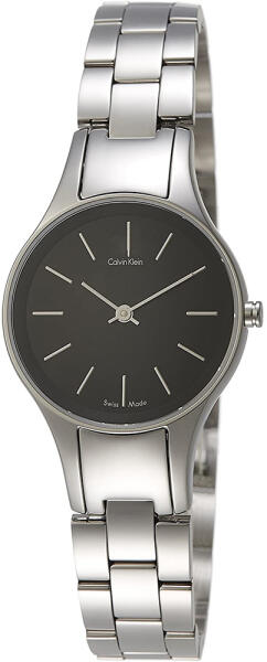 Calvin Klein Simplicity women's watch with black dial and silver stainless steel bracelet