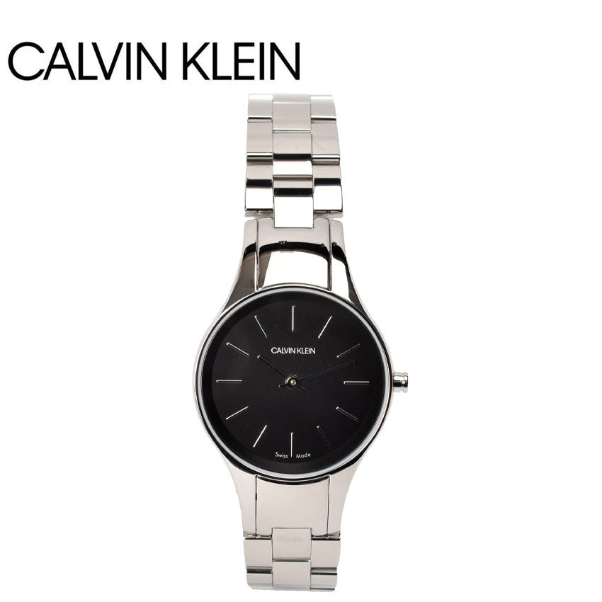 Calvin Klein Simplicity K4323130 women's watch with silver steel bracelet and black dial