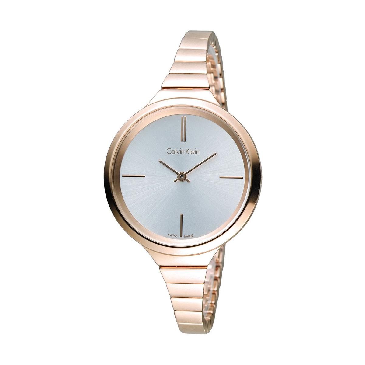 Calvin Klein Lively K4U23626 watch front view with minimalist white dial