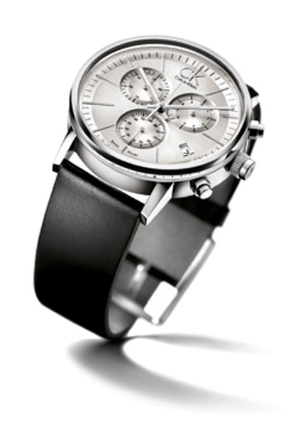 Calvin Klein K7627120 post minimal chronograph watch on light background