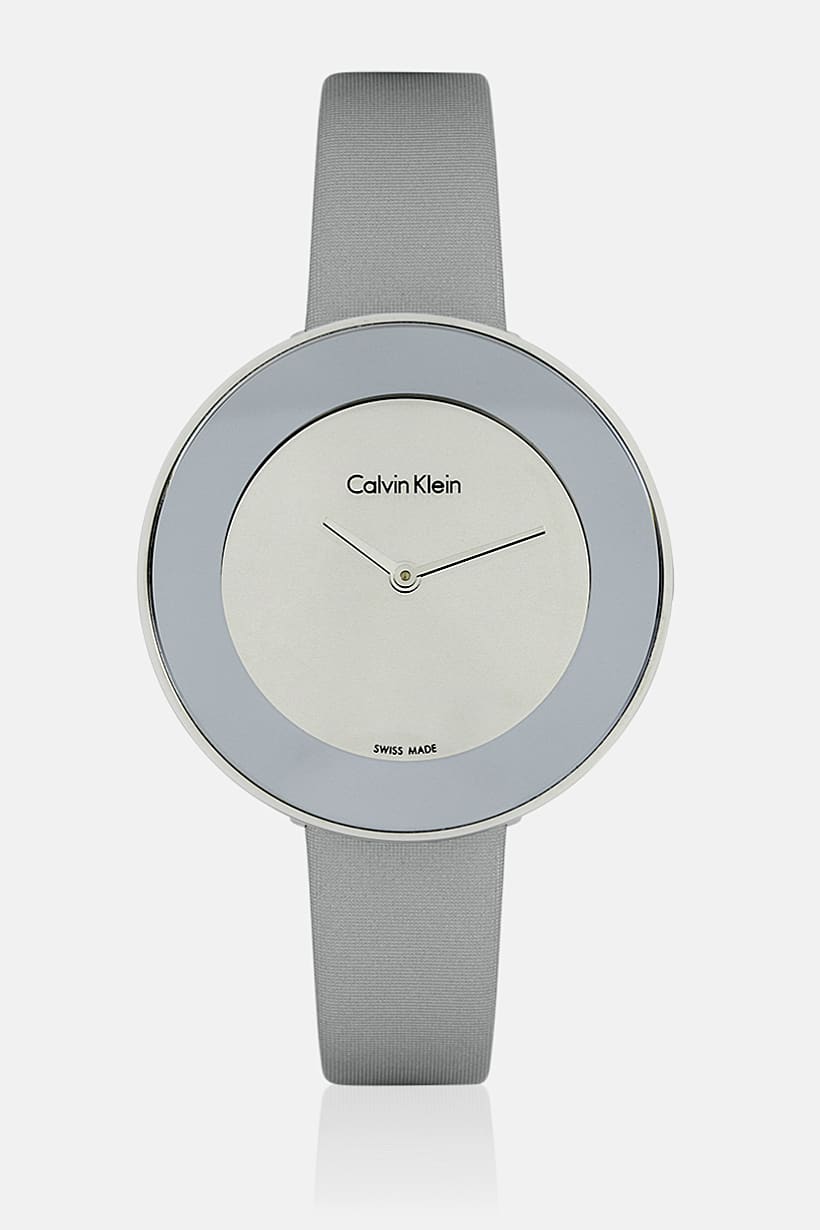 Calvin Klein Chic women's watch with cream-colored dial and gray fabric strap