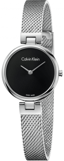 Calvin Klein K8G23121 black dial silver mesh ladies watch front view