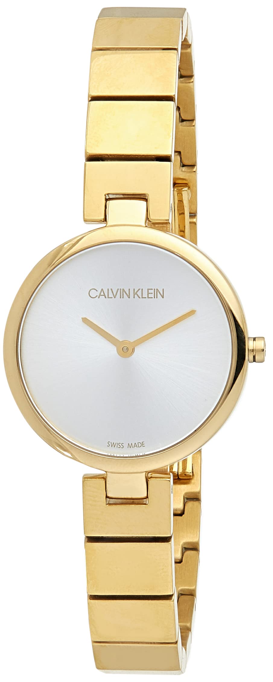 Calvin Klein gold women's watch with white dial and gold bracelet