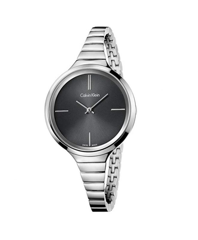 Calvin Klein Lively women's watch with black dial and silver steel bracelet strap