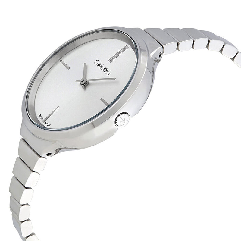Calvin Klein Lively watch side profile showing stainless steel case