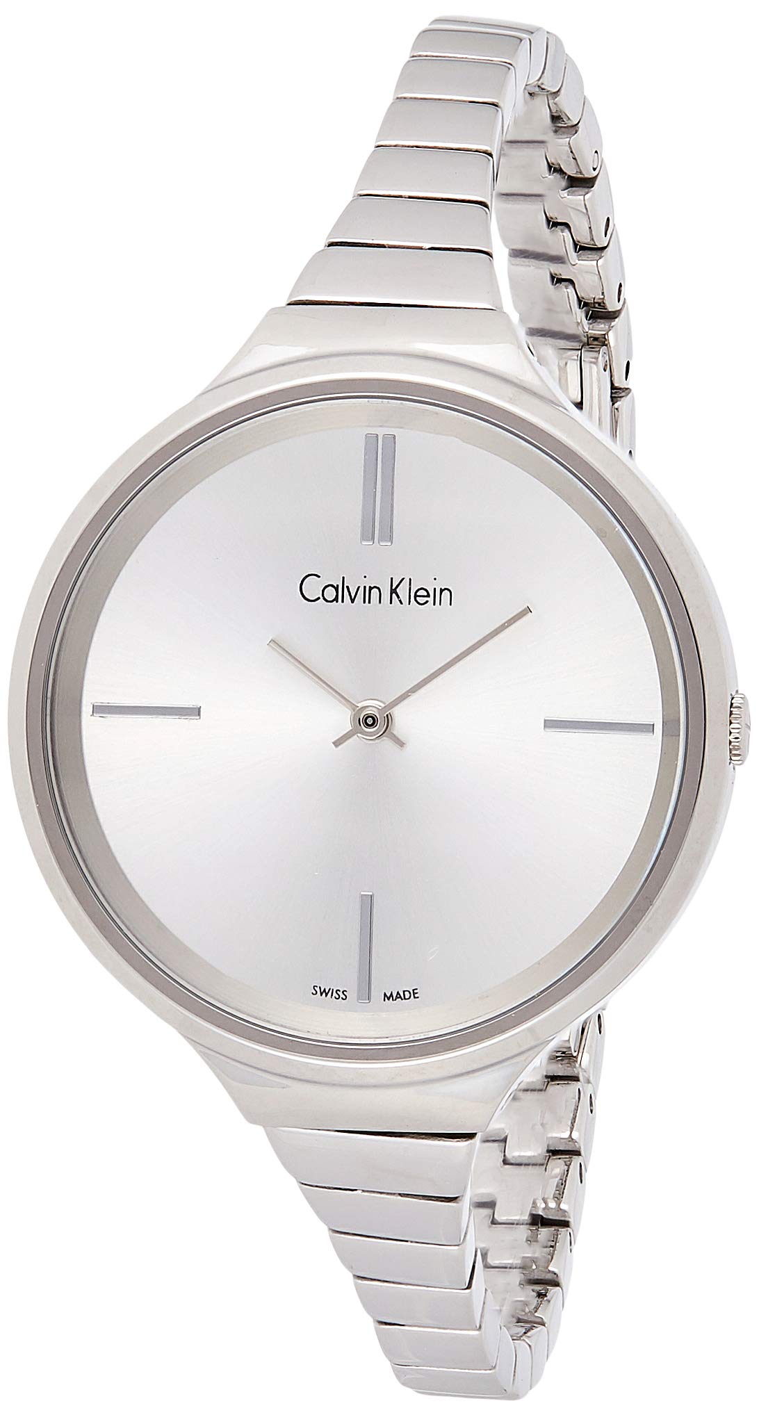 Calvin Klein Lively silver dial watch full front view