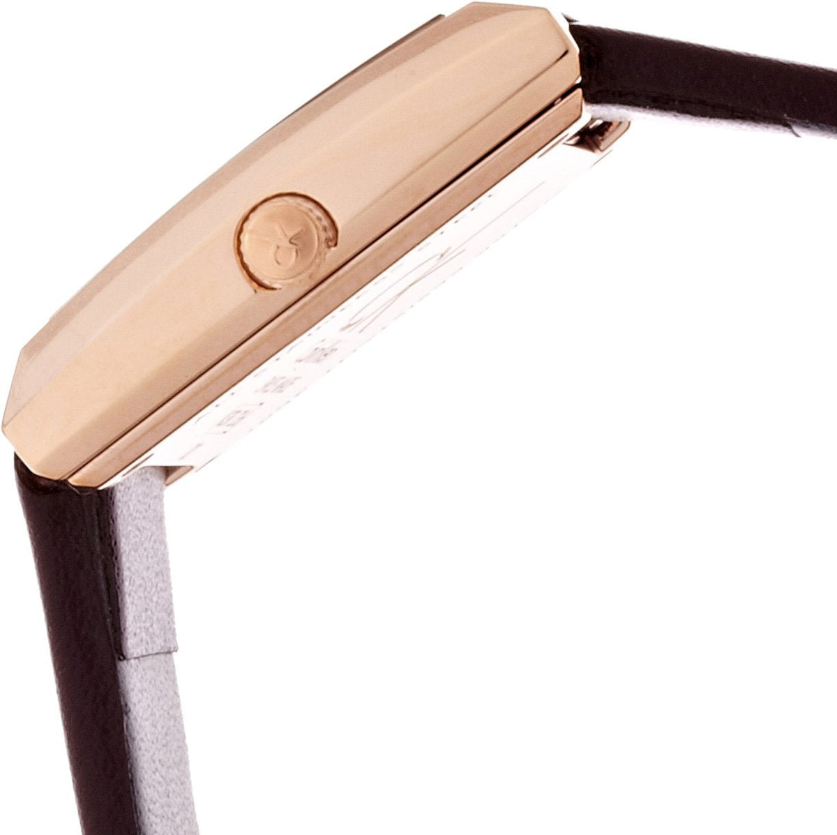Calvin Klein Mark K3R236G6 watch side view with brown leather strap