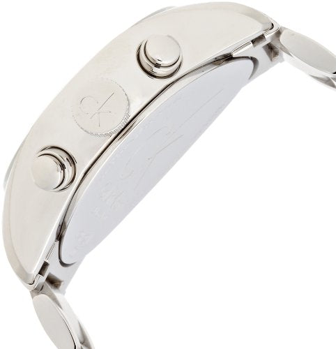 Calvin Klein Masculine K2H27126 watch side view with chronograph pushers and stainless steel bracelet