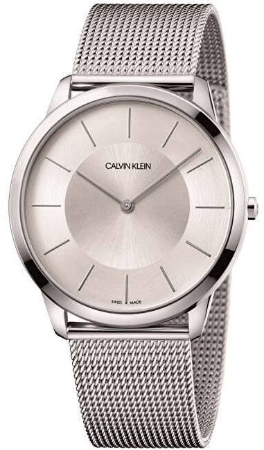 Calvin Klein Minimal K3M22126 silver dial watch with stainless steel mesh strap