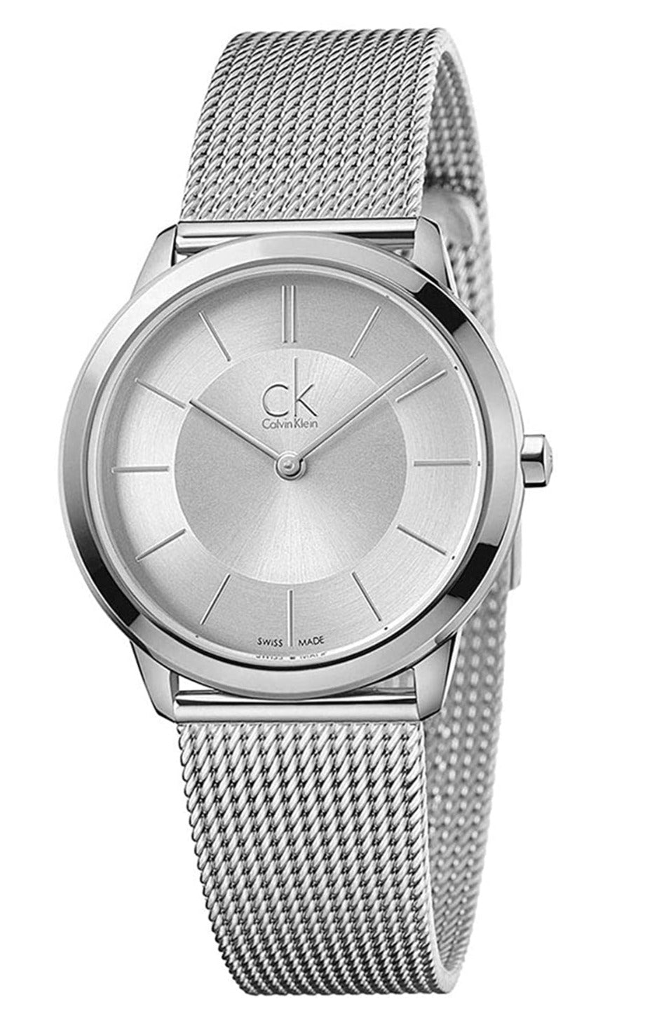 Calvin Klein Minimal K3M22126 stainless steel watch with silver mesh strap and minimalist dial
