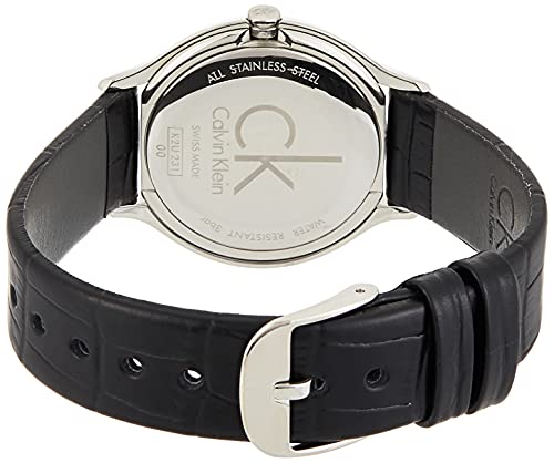 Calvin Klein Minimal watch caseback showing stainless steel and engraved branding