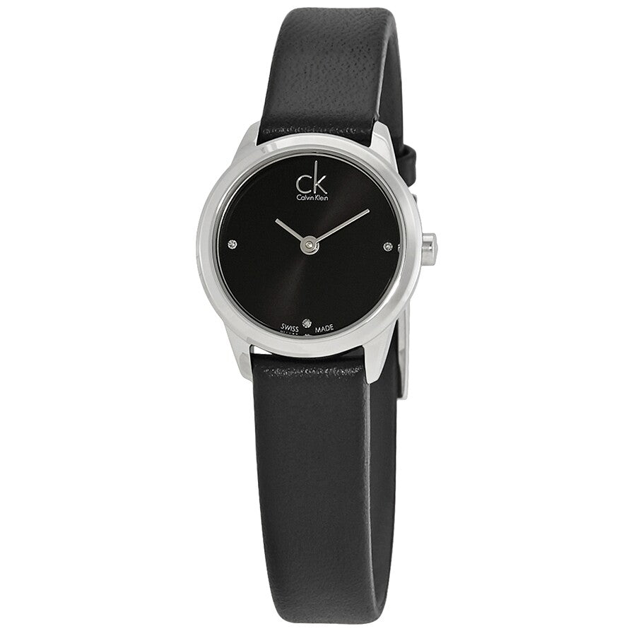 Calvin Klein Minimal K3M231CS worn on wrist with black leather strap