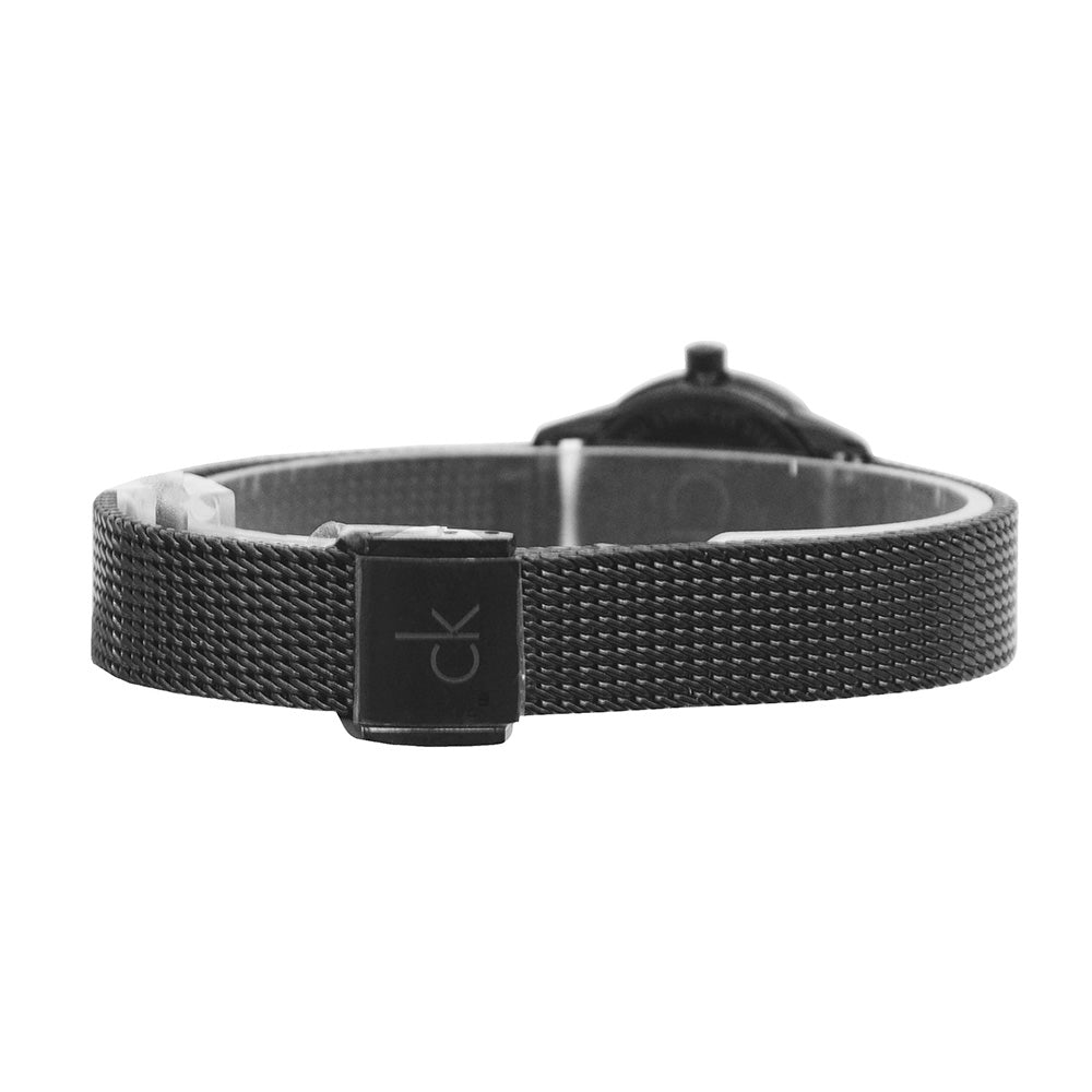 Calvin Klein Minimal K3M234B1 black mesh strap with CK logo buckle detail