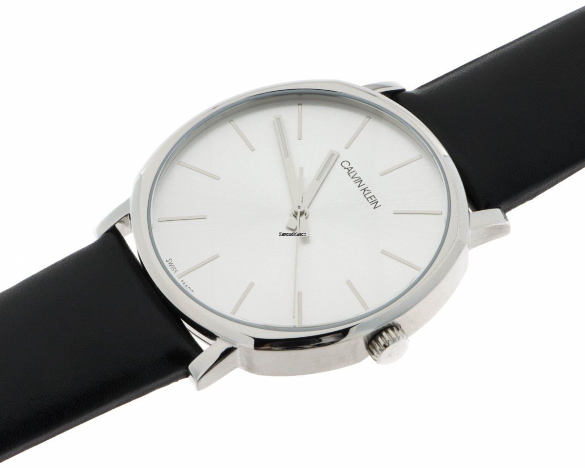 Angled wrist shot of Calvin Klein Posh men's watch with minimalist dial