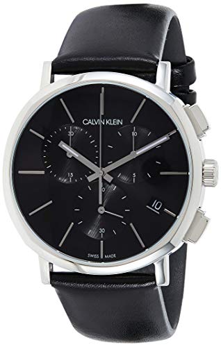 Calvin Klein Posh K8Q371C1 men's chronograph watch with black leather strap