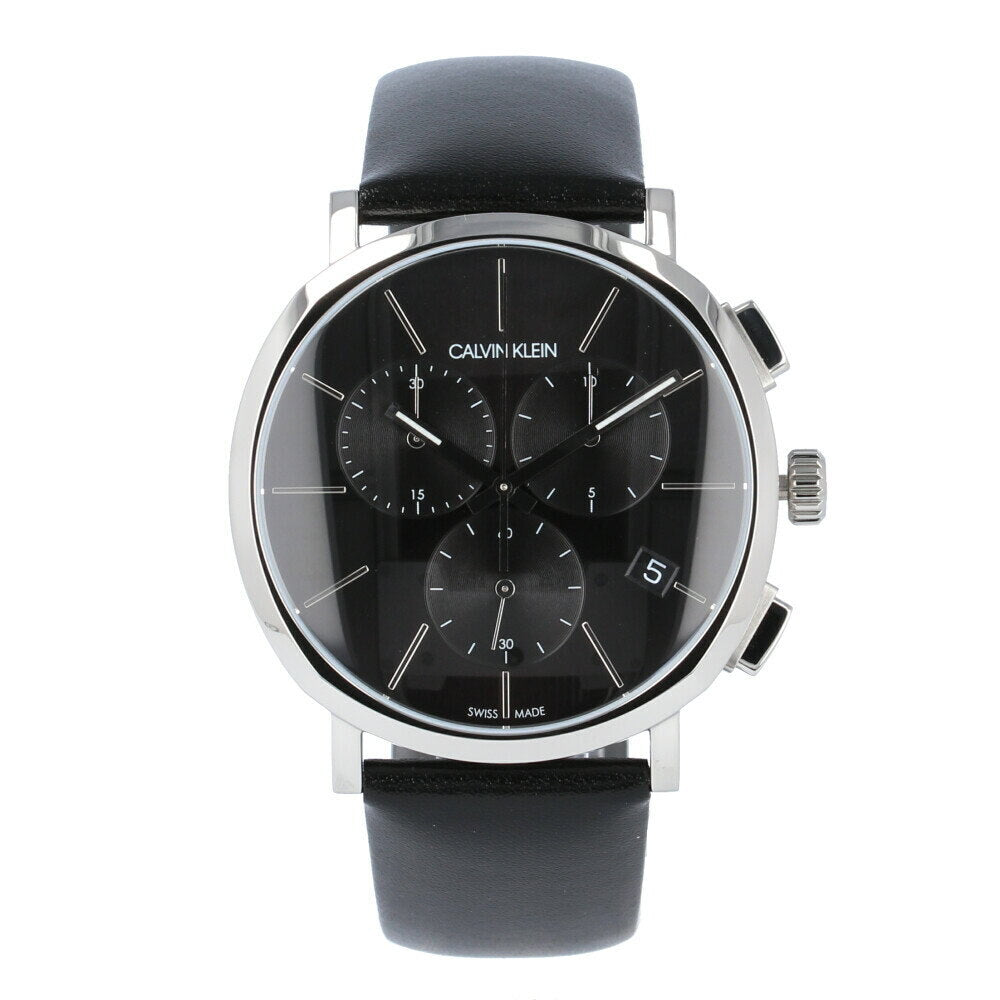 Calvin Klein Posh K8Q371C1 black dial chronograph watch with silver case