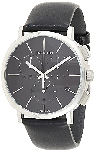 Calvin Klein Posh K8Q371C1 chronograph watch worn on wrist with black strap