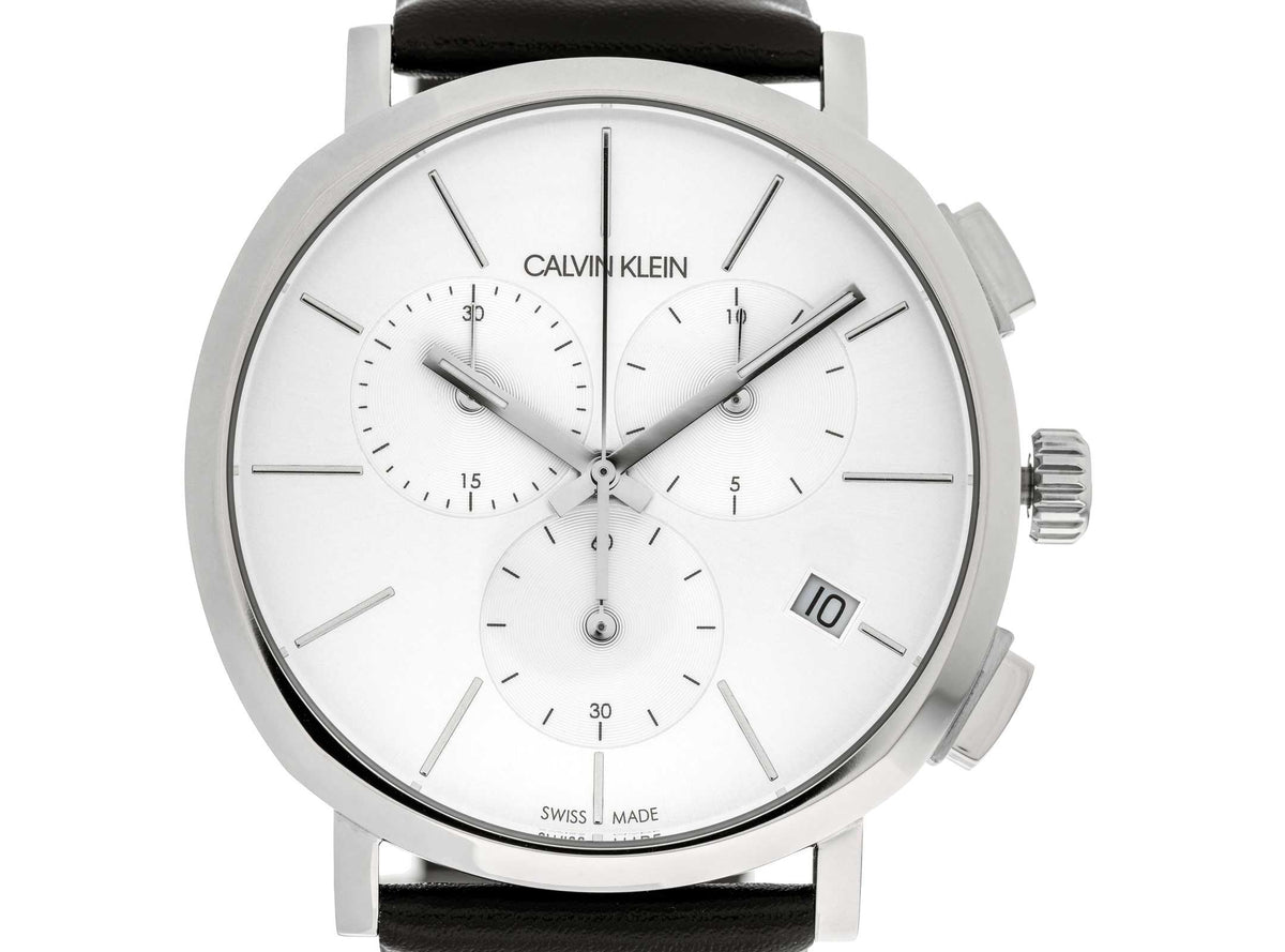 Calvin Klein Posh dial detail showing chronograph subdials and date window