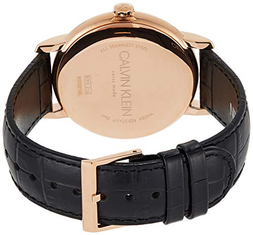 Calvin Klein Post Minimal rose gold case back showing stainless steel construction and Calvin Klein engraving