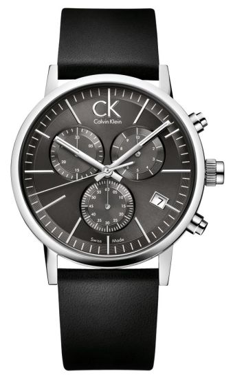 Calvin Klein Post Minimal K7627107 men's chronograph watch with black dial and silver case