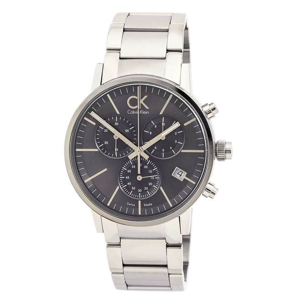 Calvin Klein Post Minimal men's chronograph watch with black dial and three subdials
