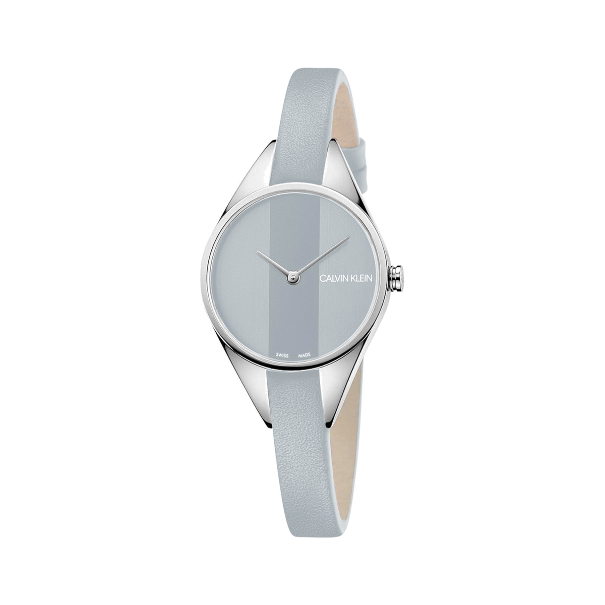Calvin Klein Rebel K8P231Q4 ladies watch with light grey striped dial and silver case