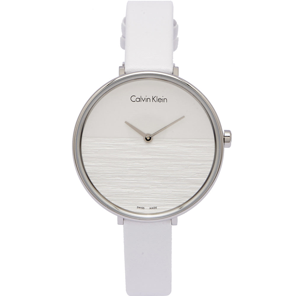 Calvin Klein Rise women's watch with white and grey dial, front view