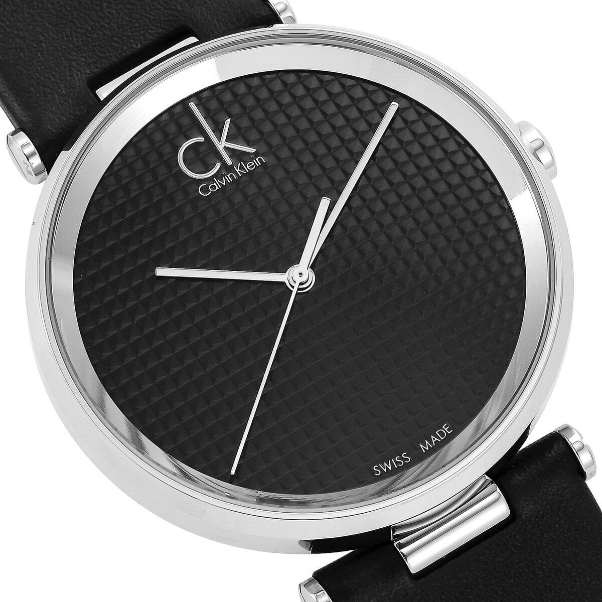 Calvin Klein Sight K1S21102 black textured dial with steel case and leather strap