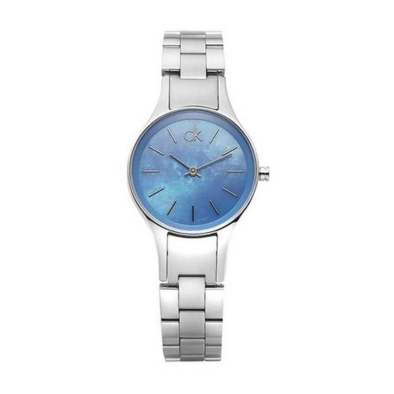 Calvin Klein Simplicity K432314N watch displayed at angle showing dial and band