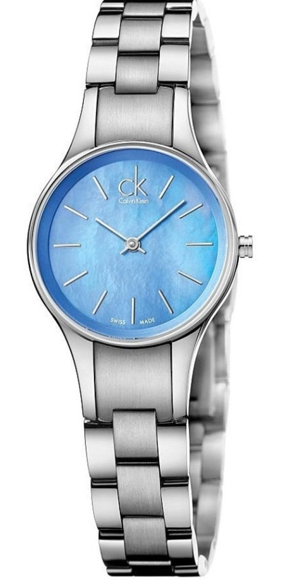 Calvin Klein Simplicity K432314N watch with blue mother of pearl dial and stainless steel bracelet