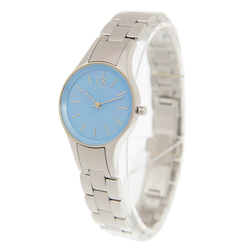 Calvin Klein Simplicity K432314N watch worn on wrist with stainless steel bracelet