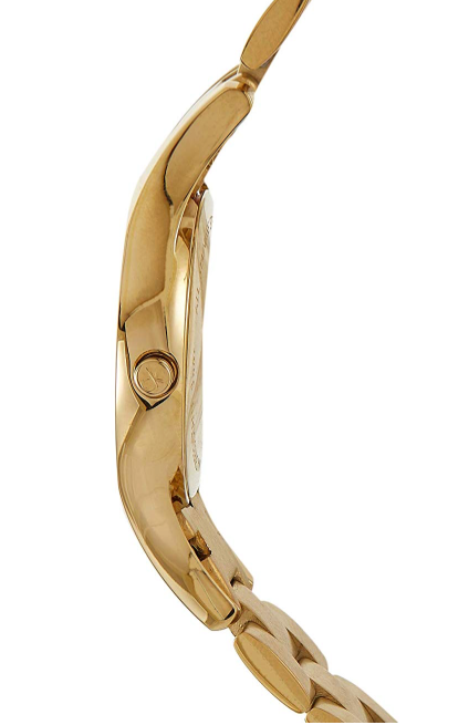 Calvin Klein Simplicity ladies watch side profile showing case and strap thickness