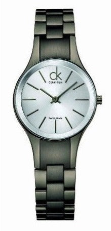 Calvin Klein Simplicity watch with white dial and gunmetal steel bracelet