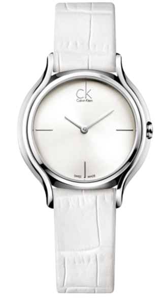 Calvin Klein Skirt women's watch with white dial and white leather strap