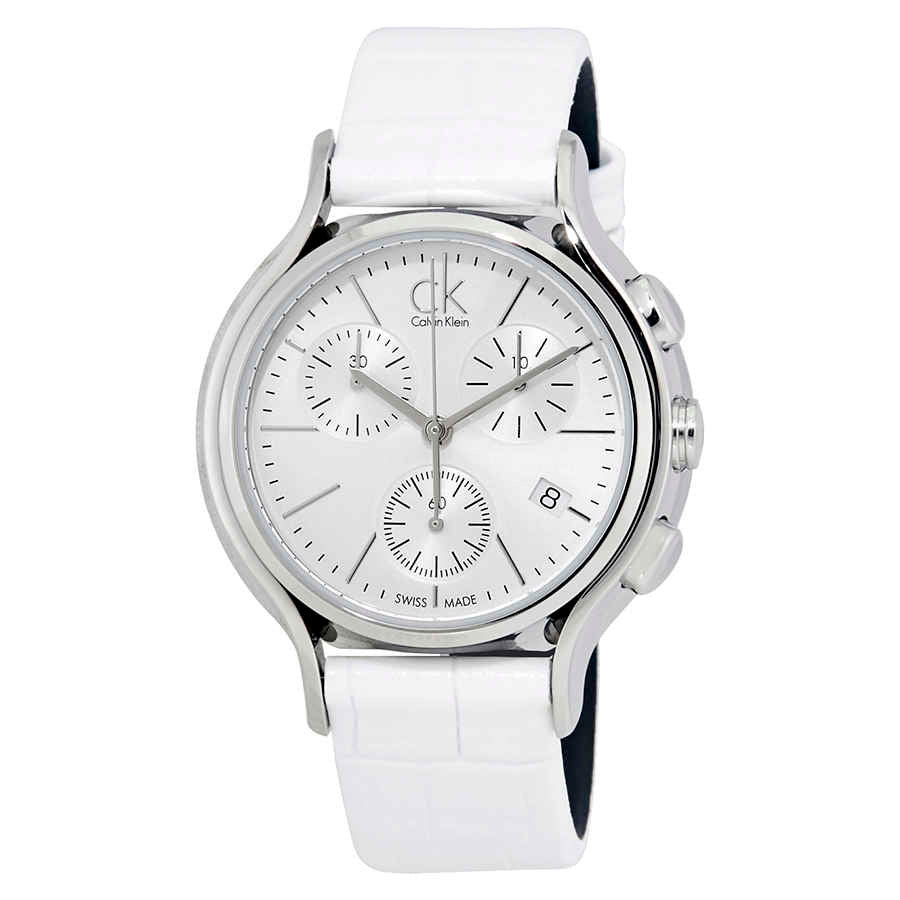 Calvin Klein Skirt silver dial chronograph watch with date window