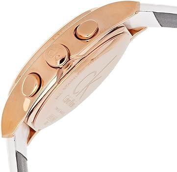 Calvin Klein Skirt chronograph watch side profile showing pushers and case thickness