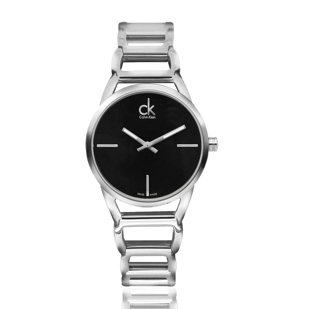 Calvin Klein Stately black dial ladies watch with silver-tone bracelet and minimalist indices