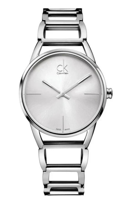 Calvin Klein Stately quartz women's watch with silver dial and stainless steel bracelet