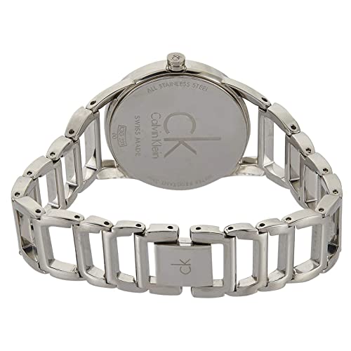 Stainless steel caseback of Calvin Klein Stately watch with engraved branding