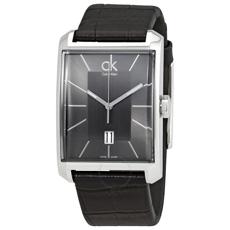 Angled side view of Calvin Klein Window men's watch K2M21107 on wrist
